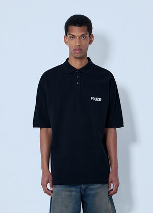 LN-CC® - VETEMENTS: Embroidered Polo Shirt - Black VETEMENTS Embroidered Polo Shirt Black vet0164001