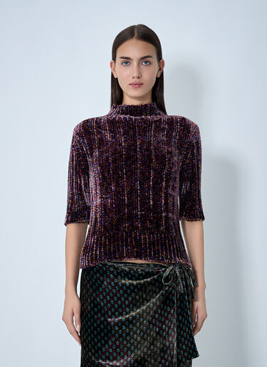 LN-CC® - Dries Van Noten: Velour Rib Sweater - Purple Dries Van Noten Velour Rib Sweater Purple dvn0262015