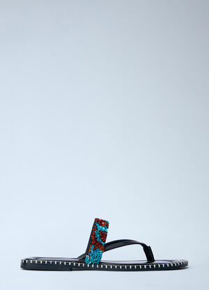 LN-CC® - Dries Van Noten: Embellished Whipstitched Leather Sandals - Blue Dries Van Noten Embellished Whipstitched Leather Sandals Blue dvn0263030