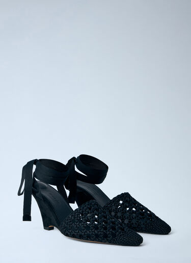 LN-CC® - Jacquemus: Woven Wedge Sandals - Black Jacquemus Woven Wedge Sandals Black jac0264036