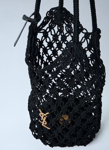 Saint Laurent Large Cassandre Crochet Tote Bag Black sla0261119
