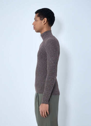 LN-CC® - Prada: High Neck Zip Sweater - Brown Prada High Neck Zip Sweater Brown pra0163055