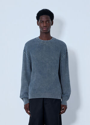 LN-CC® - Balenciaga: Ribbed Knit Sweater - Light Blue Balenciaga Ribbed Knit Sweater Light Blue bal0164003