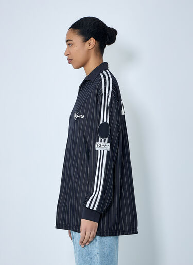 Y-3 Pinstripe Long Sleeve Polo Shirt Black yyy0364042
