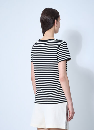 LN-CC® - Moncler: Striped Logo Motif T-Shirt - Black Moncler Striped Logo Motif T-Shirt Black mon0260026