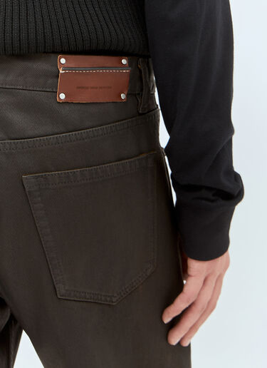 LN-CC® - Dries Van Noten: Waxed Jeans - Dark Brown Dries Van Noten Waxed Jeans Dark Brown dvn0158014
