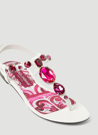 Dolce & Gabbana 크리스털 장식 마졸리카 샌들 화이트 dol0253021