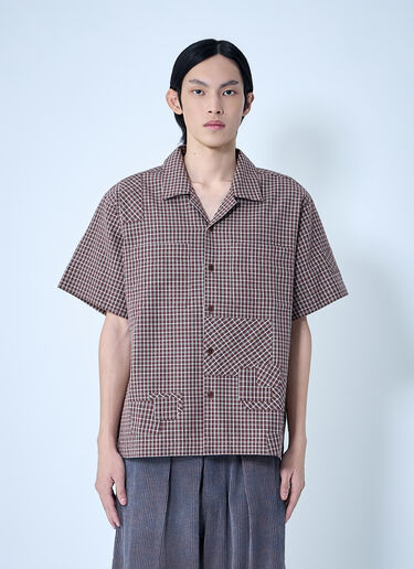 Story mfg. Checkered Short Sleeve Shirt Brown str0163003