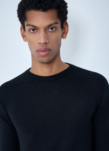 LN-CC® - Rick Owens: Fine Knit Wool Sweater - Black Rick Owens Fine Knit Wool Sweater Black ric0163011