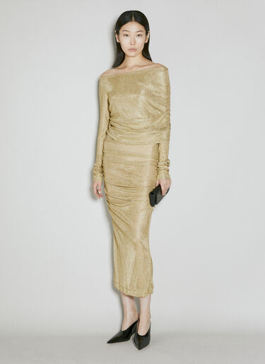 LN-CC® - Dolce & Gabbana: Lurex Mesh Midi Dress - Gold Dolce & Gabbana Lurex Mesh Midi Dress Gold dol0254018