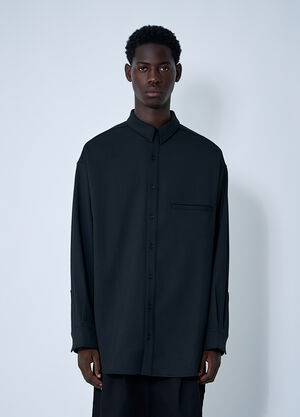 LN-CC® - Entire Studios: Giant Wool-Blend Shirt - Black Entire Studios Giant Wool-Blend Shirt Black ent0159020