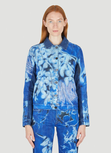 LN-CC® - Paula Canovas del Vas: Printed Denim Jacket - Blue Paula Canovas del Vas Printed Denim Jacket Blue pcd0248001