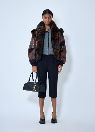 Chloé Patchwork Leather Jacket Brown chl0262006