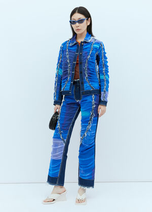 LN-CC® - Paula Canovas del Vas: Mesh Construction Denim Jeans - Blue Paula Canovas del Vas Mesh Construction Denim Jeans Blue pcd0254001