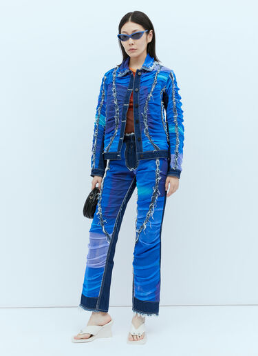 LN-CC® - Paula Canovas del Vas: Mesh Construction Denim Jeans - Blue Paula Canovas del Vas Mesh Construction Denim Jeans Blue pcd0254001