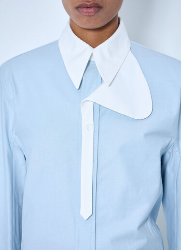 Bottega Veneta Asymmetrical Collar Long-Sleeve Shirt Blue bov0264049