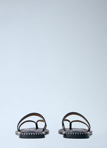 LN-CC® - Dries Van Noten: Leather Thong Sandals - Black Dries Van Noten Leather Thong Sandals Black dvn0163032