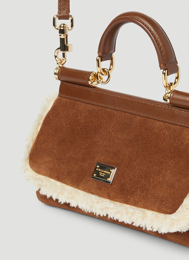 Dolce & Gabbana Sicily Suede Small Handbag Brown dol0254014