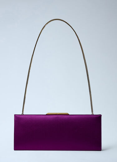 Saint Laurent Letter Clutch Bag With Lizard Chain Purple sla0262047