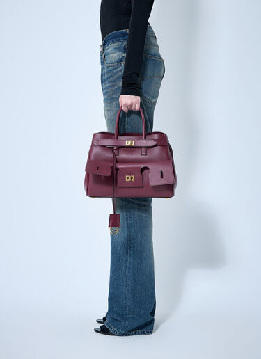 Balenciaga Small Bel Air Carry Tote Bag Burgundy bal0259068
