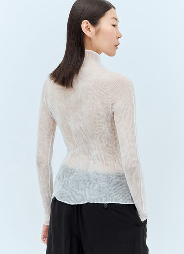 LN-CC® - Issey Miyake: Chiffon Twist Long-Sleeve Top - White Issey Miyake Chiffon Twist Long-Sleeve Top White ism0257004