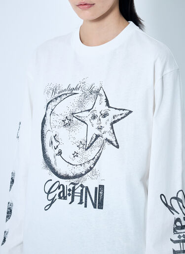 LN-CC® - GANNI: Heavy Long Sleeve T-Shirt - White GANNI Heavy Long Sleeve T-Shirt White gan0259042