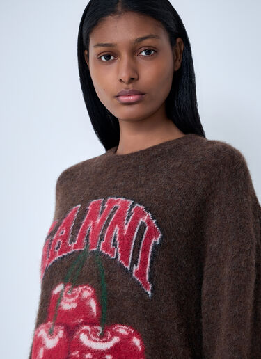 LN-CC® - GANNI: Brushed Knit Sweater - Brown GANNI Brushed Knit Sweater Brown gan0263001