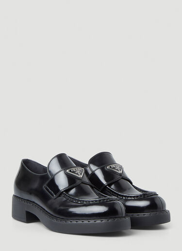 LN-CC® - Prada: Logo Plaque Loafers - Black Prada Logo Plaque Loafers Black pra0248067