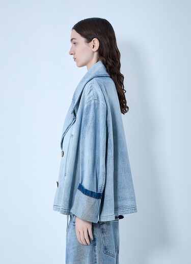 LN-CC® - MM6 Maison Margiela: Oversized Denim Peacoat - Light Blue MM6 Maison Margiela Oversized Denim Peacoat Light Blue mmm0264002