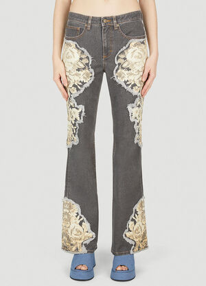 LN-CC® - Guess USA: Floral Printed Flared Jeans - Grey Guess USA Floral Printed Flared Jeans Grey gue0252014