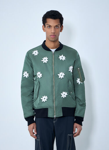 LN-CC® - NÒMARYTHM TEXTILE: Embroidered Bomber Jacket - Olive NÒMARYTHM TEXTILE Embroidered Bomber Jacket Olive nma0162001