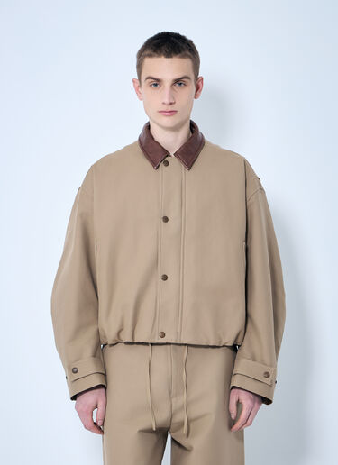 LN-CC® - Acne Studios: Twill Jacket With Leather Collar - Beige Acne Studios Twill Jacket With Leather Collar Beige acn0159002
