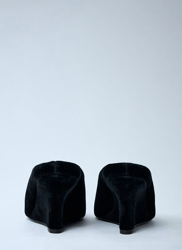 LN-CC® - TOTEME: Velvet Peep-Toe Wedge Mules - Black TOTEME Velvet Peep-Toe Wedge Mules Black tot0263055