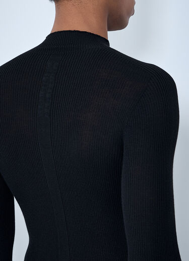 LN-CC® - Rick Owens: Ribbed Knit Long Sleeve Top - Black Rick Owens Ribbed Knit Long Sleeve Top Black ric0163009