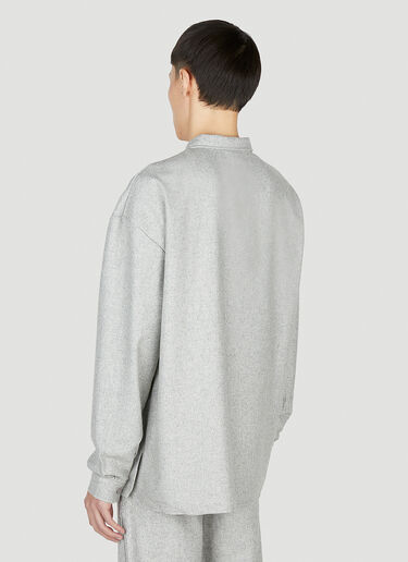 LN-CC® - Saintwoods: Long Sleeve Knit Polo Top - Grey Saintwoods Long Sleeve Knit Polo Top Grey swo0151007