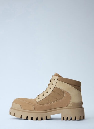 LN-CC® - Balenciaga: Low Strike Combat Boots - Beige Balenciaga Low Strike Combat Boots Beige bal0164014