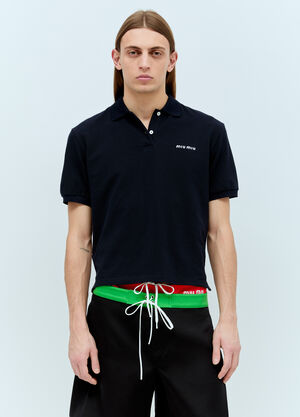 LN-CC® - Miu Miu: Logo Embroidery Polo Shirt - Blue Miu Miu Logo Embroidery Polo Shirt Blue miu0356002