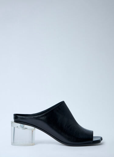 LN-CC® - MM6 Maison Margiela: Leather Mule with Transparent Block Heel - Black MM6 Maison Margiela Leather Mule with Transparent Block Heel Black mmm0264014