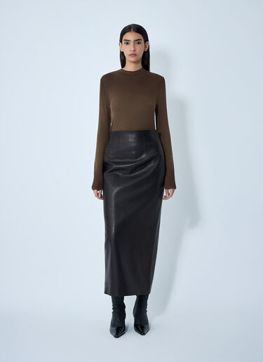 LN-CC® - Khaite: Loxley Leather Skirt - Black Khaite Loxley Leather Skirt Black kha0261009
