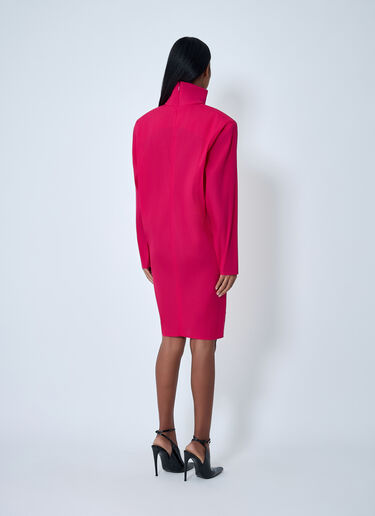 Saint Laurent High Neck Long Sleeve Dress Red sla0262003