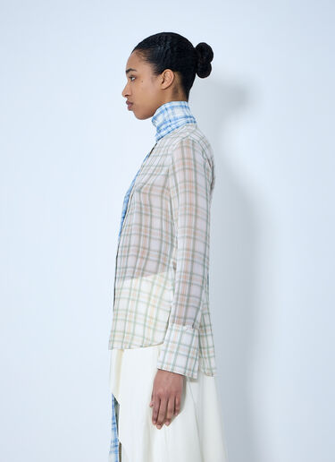 LN-CC® - Acne Studios: Plaid Sheer Button-Down Blouse - White Acne Studios Plaid Sheer Button-Down Blouse White acn0264031