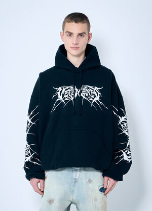 LN-CC® - Vetements: Death Metal Cropped Hooded Sweatshirt - Black Vetements Death Metal Cropped Hooded Sweatshirt Black vet0160004