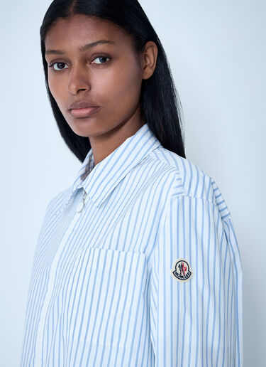Moncler Striped Shirt With Logo Patch White mon0261009