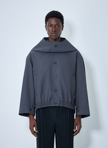 LN-CC® - Homme Plissé Issey Miyake: Structured Oversized Jacket - Black Homme Plissé Issey Miyake Structured Oversized Jacket Black hmp0164004