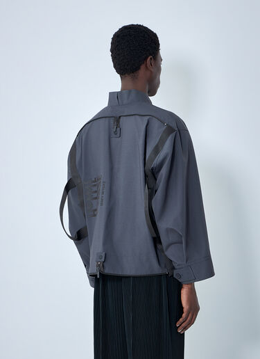 LN-CC® - Homme Plissé Issey Miyake: Structured Oversized Jacket - Black Homme Plissé Issey Miyake Structured Oversized Jacket Black hmp0164004