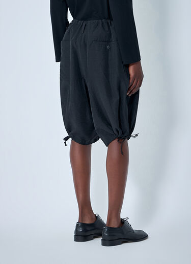 LN-CC® - Yohji Yamamoto: Drawstring Hem Shorts - Black Yohji Yamamoto Drawstring Hem Shorts Black yoy0164010