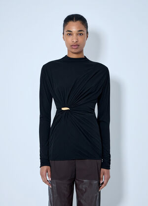 Bottega Veneta Twist Detail Long Sleeve Top Black bov0264061