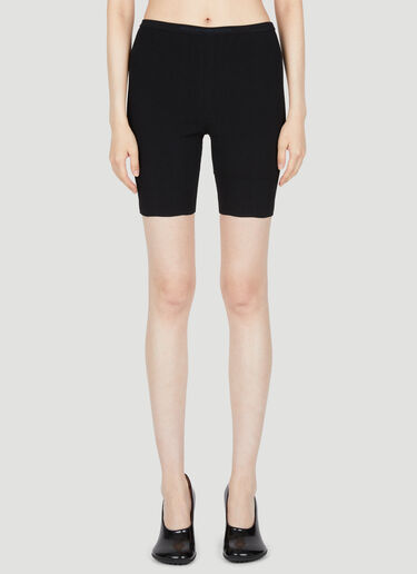 LN-CC® - Rabanne: Embroidered Logo Cycling Shorts - Black Rabanne Embroidered Logo Cycling Shorts Black pac0253017