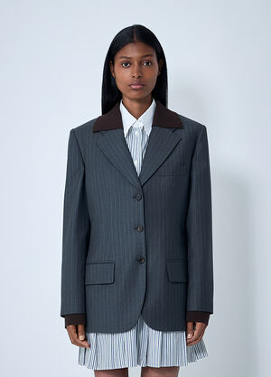 LN-CC® - Miu Miu: Wool Blazer - Blue Miu Miu Wool Blazer Blue miu0262105
