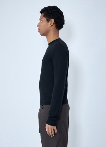 LN-CC® - Rick Owens: Fine Knit Wool Sweater - Black Rick Owens Fine Knit Wool Sweater Black ric0163011